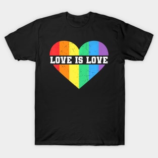 Gay Lesbian Pride Rainbow Heart Lgbt Love Is Love T-Shirt